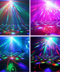 Two In One Party Lights Rotating Disco Ball DJ Lights LED Stage Light Projector creating vibrant patterns