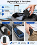 Ultra Strong 6600RPM Portable Waist Fan with 4 Speeds shown fitting in bag, suitcase, and pocket for easy carry.