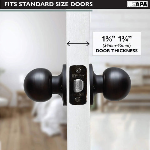 Black Matte Ball Style Passage Door Knobs Set for Interior Doors Non Locking Closet and Pantry Doors 6 Pack installed on door