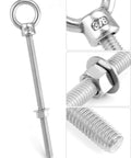 316 Stainless Steel Machinery Eye Bolt With Shoulder 3 Eighths Inch By 6 Inches Long Marine Grade Eyebolt Pack Of 5 Threaded Eyebolts Corrosion Resistant Lifting Hardware WD30279, close-up showing details.