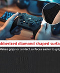 Hands holding a controller wrapped in 4 Inch Wide Premium Rubber Grip Tape For Controllers, Mice And Gear Non Slip Adhesive Wrap.