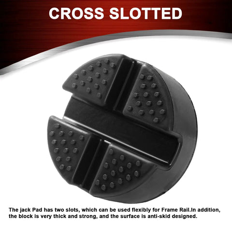 Universal Heavy Duty Rubber Jack Pad For Floor Jacks And Stands, Pinch Weld Protection, slotted puck style adapter, close-up