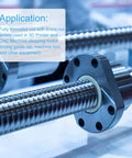 Close-up of a 400mm Lead Screw Kit With Brass Nut For 3D Printer And CNC Machines, 8mm Diameter, 2mm Pitch, Stainless Steel, Fully Threaded Rod, T8x2, Sweet For Stepper Motors, highlighting the screw and nut application.