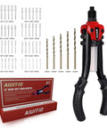 Beefy One Quarter Inch Rivet Gun Kit With 230 Rivets And Five Drill Bits Thirteen Inch Two Handed Riveter Tool Kit Set with packaging
