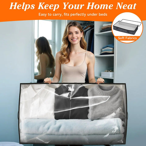 Solid Soft Fabric Under Bed Storage Containers Real Deal 90 Liter Capacity Heavy Duty Bedroom Organizers Big Time Space Saver For Winter Jackets And Blankets Super Roomy Four Pack Gray