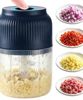 2026 New Electric Garlic Chopper Mini Food Processor Portable Cordless Vegetable Mincer Six Stainless Steel Blades small kitchen gadget with chopped ingredients.