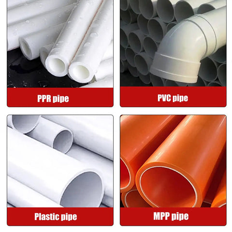 Assorted pipes including PPR, PVC, plastic, and MPP pipes for plumbing projects, showcasing material and application.