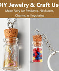 Mini Glass Bottle Charms With Corks And Eye Screw Caps Includes Tiny Dropper Vials For Diy Necklace And Keychains in glitter and beads