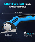 Heavy Duty Cordless Electric Box Cutter With Rechargeable 2000Mah Battery And Two Sharp Blades For Fast Cardboard Cutting Easy On The Hands And Great For Moving Day Or Warehouse Shipping Tasks, lightweight design, dimensions shown.