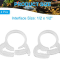 4 Pcs Clear Plastic Hose Clamps With Half Inch Interface Heavy Duty Double Snap Grip Ratcheting Adjustable Clamp For Hose Flow Control