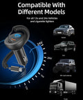 90W Fast USB C Car Charger With 3 Ports And 4ft Coiled Cable For 17e 17 16 15 Pro Max Air Plus And iPad with vehicle compatibility charts