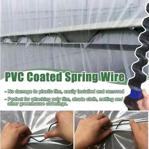 Beefed Up Heavy Duty Greenhouse Wiggle Wire And Lock Channel Kit With Rustproof Aluminum Track And PVC Coated Spring Wire For Door Window Roof Insulation And Cover Attachments