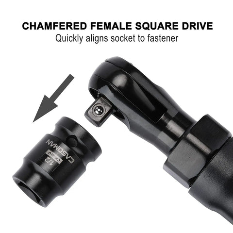 Eight-Piece One-Half Inch Drive Pipe Plug Socket Set, Cr-Mo Steel With Black Phosphate Finish showing chamfered female socket.