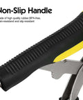 Non-slip handle of Heavy Duty Snap Fastener Pliers Set with adjustable setter, close-up showing rubber grip for secure usage.