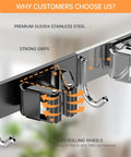 Over The Door Broom And Mop Holder In 304 Stainless Steel Wall Mount Or Door Hanging With Hooks Keeps Mops And Brooms Neatly Stored
