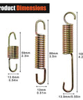 Heavy Duty Motorcycle Kickstand Spring Kit 6 Pcs Universal Return Springs For Dirt Bikes Scooters Mini Bikes 59mm 88mm 108mm Replacement Set Keeps Your Ride Standing Strong product dimensions showing 3 springs sizes 59mm, 88mm, and 108mm in stainless steel