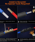 Installation steps of Ten Pcs 10 To 6 AWG Wire Connector Nut Kit With 80A Rating, Quick Splice Brass Connectors, Heat Shrink Butt Terminals