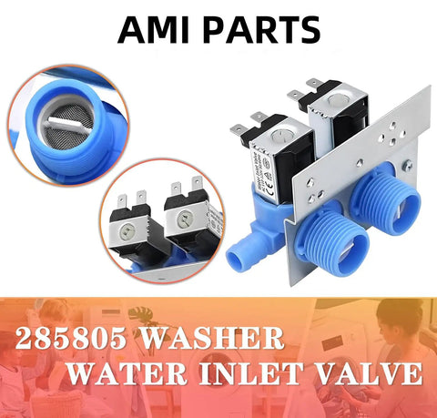 Upgrade 285805 Washer Water Inlet Valve With Mounting Bracket AMI Parts Fits Whirlpool Kenmore Maytag Frigidaire Electrolux