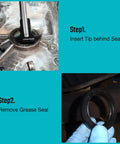 Seal Puller Tool With Dual Hook Tips And Extra Blade For Oil And Grease Seal Removal in use on metal surface, step by step guide
