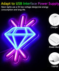 Lit Neon Sign Led Acrylic Wall Light Decor For Home Office Lounge And Patio in diamond shape, USB powered with low energy consumption.