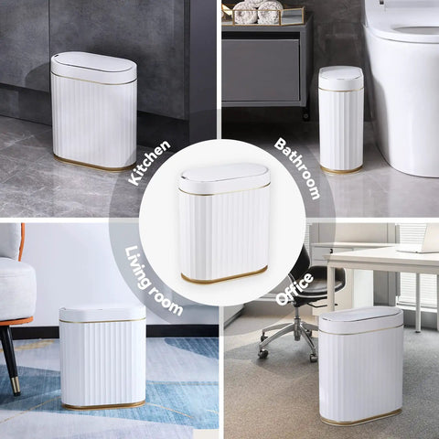 Hands Free Sensor Trash Can With Lid 2 Gallon Automatic Motion Activated Garbage Bin Waterproof IPX5 for Bathroom