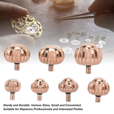 Rose Gold Watch Crown Replacement Kit Long Lightweight Portable Repair Tools Set 7 Pieces Alloy Diversified Sizes