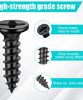 High-strength grade screw with sturdy head, clear threads, and sharp tip for Beefy Heavy Duty L Shaped Corner Braces For Furniture Shelves Cabinets And Frames Black 80 Pack Durable Wood Support Brackets For Home Office Workshop DIY Projects.
