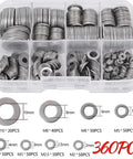 1080 Piece Stainless Steel Screw Washers Assortment Kit For Mechanical Construction Home Repair Automotive DIY Projects Pro Grade Multipurpose Flat Gaskets To Distribute Pressure And Secure Fasteners, 360PCS organizer with M10 to M2 washers