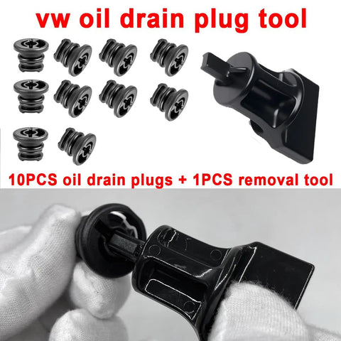 Heavy Duty Car Engine Oil Pan Drain Plug 06L103801 With Removal Tool Repair Kit For VW Audi TSI Engines Golf GTI Passat Tiguan A3 A4 Q5 And More Awesome 11 Pack Set, 10 plugs and tool