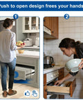 14-Inch Push To Open Drawer Slides With Screws, 100Lb Load Capacity, shown in handleless kitchen drawer setting