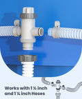 Dual Split Hose Plunger Valve For Above Ground Pools Replacement Shut Off Valve With Two Inlet Ports Easy Flow Control No Fuss Backwash And Filter Maintenance For Your Pool System, works with 1.5 and 1.25 inch hoses