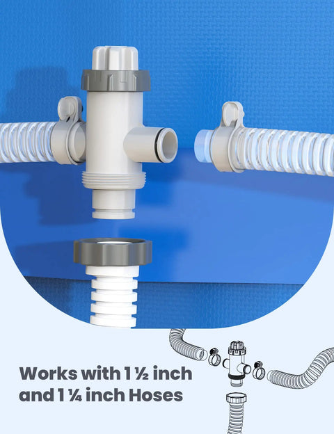 Dual Split Hose Plunger Valve For Above Ground Pools Replacement Shut Off Valve With Two Inlet Ports Easy Flow Control No Fuss Backwash And Filter Maintenance For Your Pool System, works with 1.5 and 1.25 inch hoses