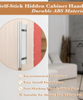 50 Pack Stick On Push Pull Drawer Pulls Adhesive Cabinet Handles ABS Plastic For Kitchen Cabinets Doors Furniture Silver No Tools Required Easy Peel And Stick Installation