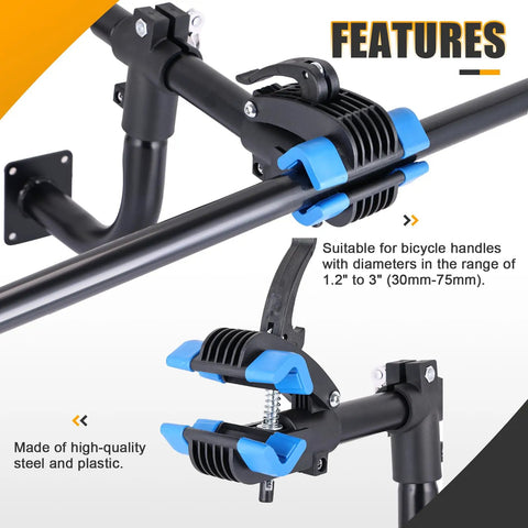 Heavy Duty Bike Repair Stand With 360 Degree Clamp And Wall Mount for Road And Mountain Bikes showing clamp details