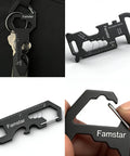 3 Pack Keychain Multi Tool Wrench Ruler Bottle Opener For Men, compact metal gadget for EDC, showing wrench, ruler, opener.