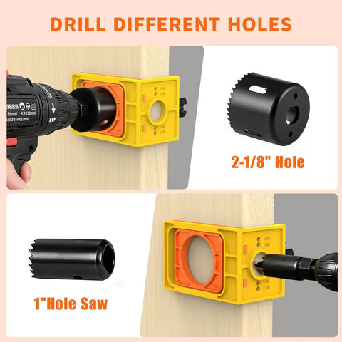 DIY Friendly Heavy Duty Wood Door Lock Installation Kit With C Clamp Jig Guide Template And Carbon Steel Hole Saw Set
