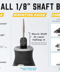 Image showing Extreme Taper Rotary Burr For Wood Carving One Eighth Inch Shank Very Coarse Tungsten Carbide Bit with size guide and compatibility.