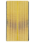 Front view of Engine Air Filter JM7050 for Toyota Hybrids, showing yellow pleated filter material for efficient air filtration.