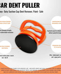 Heavy Duty Dent Puller Kit To Knock Out Stubborn Dings with ergonomic handle and nitrile rubber suction cup for auto body repair.