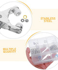 Five Claw Stainless Steel Snap Fastener Kit For Clothing, Heavy Duty Garment Snaps For Shirts And Bibs, Secure Metal Fasteners, Easy Install, Colorful Hollow Metal Buttons For Sewing Projects, DIY Friendly Quick Install, stainless steel kit in organizer