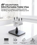 Totally Portable Nifty Mini Table Vise With Quick Swap Clamp, precision aluminum mini vise for detailed tabletop tasks.