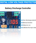 Low Voltage Protector For DC 12-36V, 20A Cutoff Switch With Over Discharge Protection, Battery Controller Module For Lead Acid And Lithium Batteries In Off-Grid Solar Panel Lighting Systems, digital board
