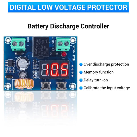 Low Voltage Protector For DC 12-36V, 20A Cutoff Switch With Over Discharge Protection, Battery Controller Module For Lead Acid And Lithium Batteries In Off-Grid Solar Panel Lighting Systems, digital board