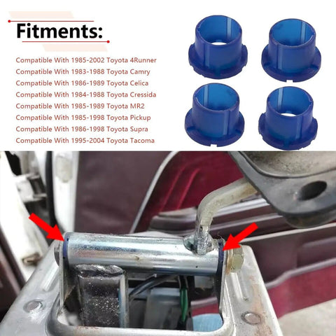 Transmission Shift Bushing Kit For Toyota 133884 OEM, 4 pc pack with visible installation on gear shifter