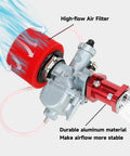 VM22 Racing Performance Carburetor For Predator 212cc And 196cc Clone Engines with red 38mm air filter and intake manifold