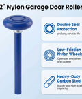 2 inch nylon garage door roller with double seal protection, low-friction nylon wheels, and heavy-duty carbon steel.