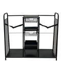 Heavy Duty Metal Golf Bag Organizer Rack For Two Bags With Secure Straps Two Wire Drawers For Accessories Five Shelves And One Shoe Shelf The Dope Golf Gear Storage Stand In Black