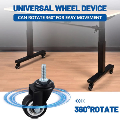 12 Pack 1.5 Inch Swivel Caster Wheels PU Pro Grade Threaded Stem 360 Degree Spin Heavy Duty 330 Lb Load Limit for Hand Carts