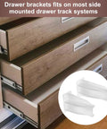 Heavy Duty White Drawer Track Back Plate Kit With Mounting Screws Replaces Side Mounted Ball Bearing Slides Kitchen Cabinet Hardware Easy Swap Fixes Wobbly Drawers Quick Assembly with drawer brackets and tracks