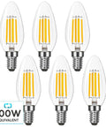 Set of 6 100W Equivalent LED Candelabra Bulbs With 800 Lumens Soft White 3000K, 7W Dimmable B11 Torpedo Glass Chandelier Lights